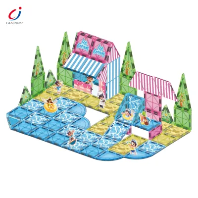 Chengji Plastic Cartoon Building Block Simulated Beach Scene Fun Assembly Kids Magnetic Construction Set Simple Magnetic Blocks