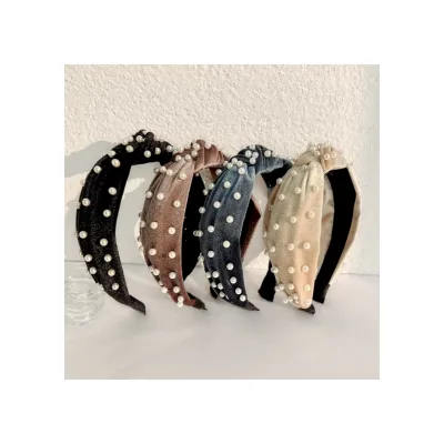 Wholesale Korea Fashion Hair Band Women Hair Accessories Pearl Twisted Knot Headband for Girls