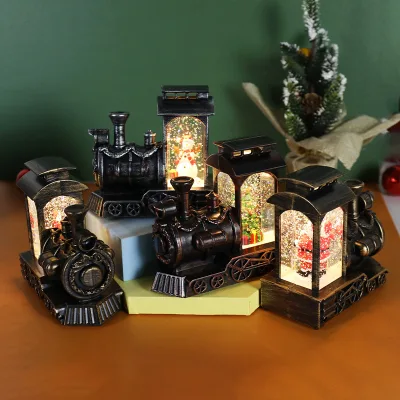 New Santa Claus Train Wind Light Small Oil Lamp Christmas Gift Ornament