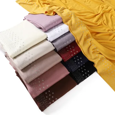 Solid Color Elastic Mercerized Cotton Rhinestone Side White Diamond Star Dots Jersey Four Seasons Long Towel Soft Breathable