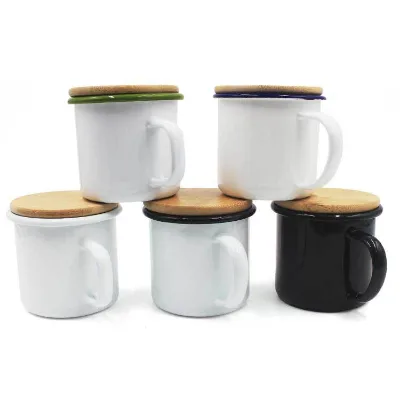 Wholesale Personalized Sublimation Enamel Camping Mug BPA Free Reusable Food Safe with HANDGRIP Design