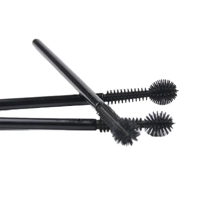 OEM New Black Color Plastic Handle Silicone Disposable Brush for Eyelashes and Eyelash Mascara