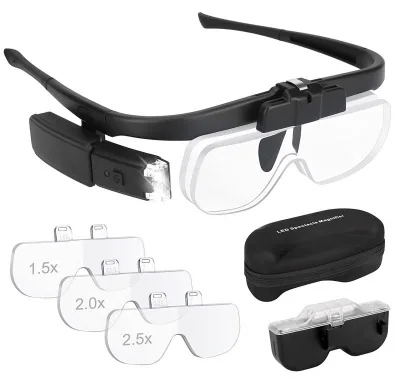1.5x-4.5x Headband Magnifying Glass with Led Light for Close Work Reading  Magnifier Glasses Rechargeable Hands Free