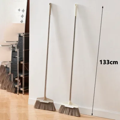 American 133cm Long Handle Broom Thickened Long Pole Heavy Duty Garage Broom Stainless Steel Household Floor Cleaning Broom