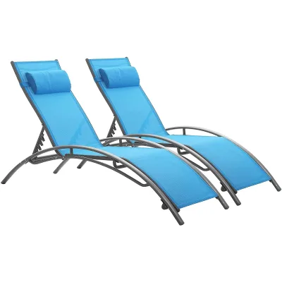 Outdoor Patio Lounge Chairs With Headrest Garden Sunbed