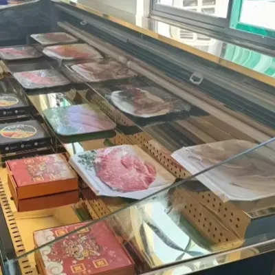 110V/220V Fresh Meat Display Cabinet Freezer Open Chiller for Butcher Shop