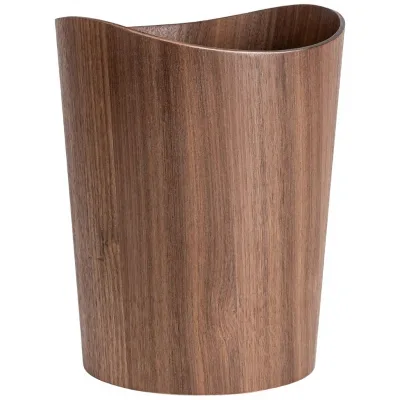 Custom Wood Paper Basket 9 Liters Trash Bins Walnut Finish for Office Kids' Room & Bedroom Hotel