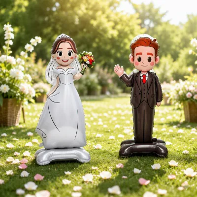 New Large Valentine's Day Balloon Standing Bride & Groom Diamond Ring Wedding Ceremony Sense Gift Love Party Decoration