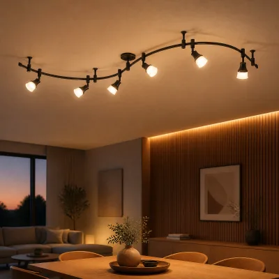 Track Light Spot Ceiling Light 6 Track bar Bronze Finish Frosted Shade LED Track Lights Adjustable Flexible Track Light