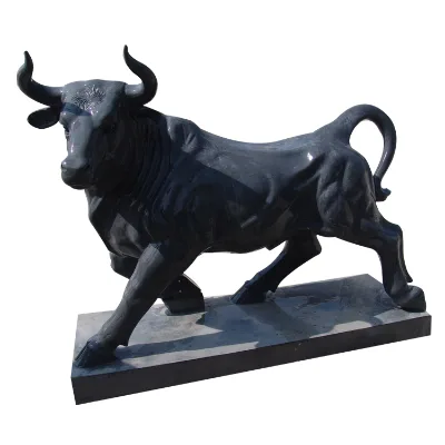 Stone Carving Black Bull Statue