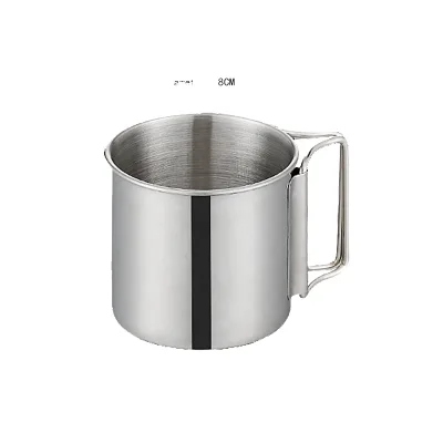 350ml Eco-Friendly Stainless Steel Single Wall Coffee Metal Cup Drinkware Foldable Outdoor Bushcraft Hiking Portable Mug Handle