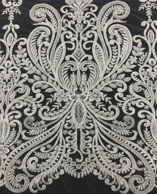 New Haute Couture Embroidered White Core Beads 4mm Sequins Abrasion-Resistant Brocade Fabric for Bridal Gown Formal Dress
