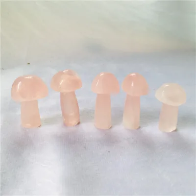 Wholesale Natural Healing Polished Hand Made Rose Quartz Crystal Mushroom for Decoration