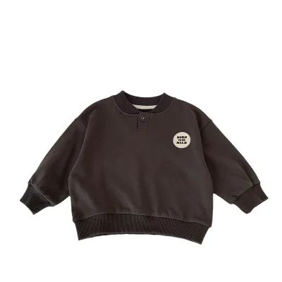 Autumn Custom Sweatshirt for Kids Boy Girl Solid Round Neck Fashionable Loose Custom Sweatshirt Baby Boy Girl Sweatshirt