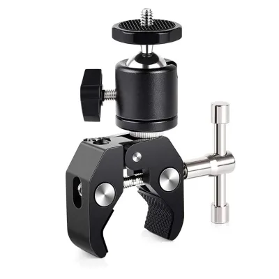 Super Clamp with 360 Mini Ball Head Quick Release Clamp Bracket Tripod Mount 1/4 Screw Clip for DSLR Camera Gopro