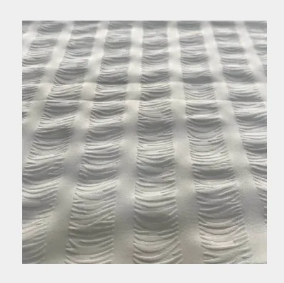 100% Cotton Seersucker with Embossed Stripes Dyed Bubble Fabric for Hotel Bedding Use As Lining Bag or Home Textile