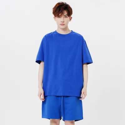 ET-091 Custom 240-300gsm Summer 2 Pcs Tracksuit Short Set Unisex Men t Shirt and Shorts Sets