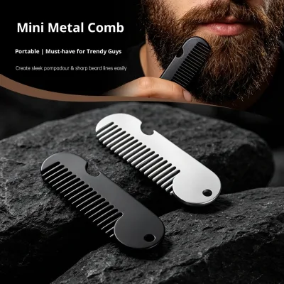 Cross-border Mini Beard Styling Comb for Men Oil Head Design Portable Stainless Steel Comb Model SA11