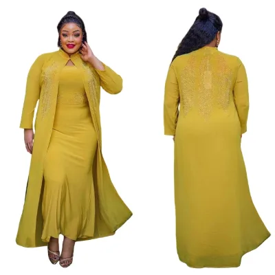 Popular Design African Party Dress Two Piece African Dress Solid Color African American Clothing Women Polyester