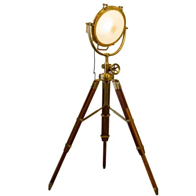 Unique Generous Standing Bedside Light Copper and Redwood Tall Modern Luxury DistinctiveTripod Floor Lamps