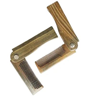 Custom Logo Professional Natural Green Sandalwood Pocket Comb High Quality Private Label Wooden Beard Comb for Men Common Type