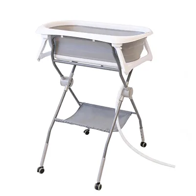 Collapsible Baby Bath & Folding Stand for Newborns & Toddlers - Complete Bathing Station - Compact Space Saving Design