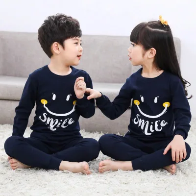 Lovely Smile Printed Spring Newest Style Kids Sleepwear Cotton Children Pajamas