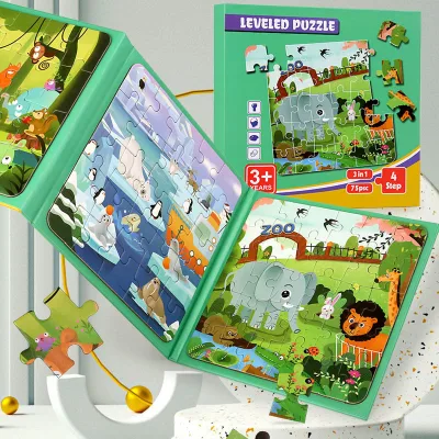 Customized OEM ODM Montessori Paper Learning Brinquedo Infantil Animal Fruit Shape Magnetic Puzzle Book for Kids Magnetic Toy