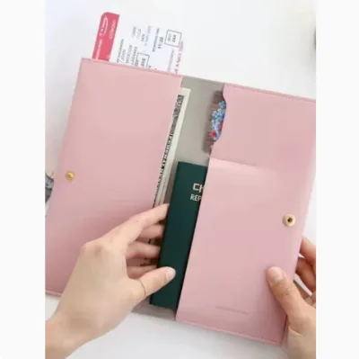PEIQUAN Premium Solid Color Foldable Travel Passport Holder Multi Slots Double Open Design Coin Card Wallet