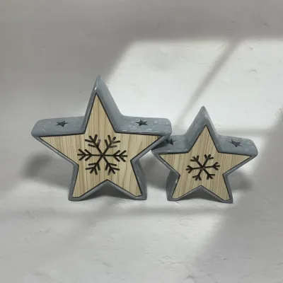 Hot Selling New Christmas Ceramic Hollow Snow Star Ornaments Modern European Style Customizable Home Garden Hotel Decoration