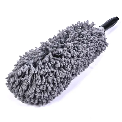 Custom Fluffy Rotating PP Handle Grey Microfiber Duster Eco-friendly Iron Pole Auto Microfiber Mop Duster