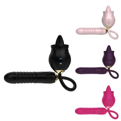 Rose Vibrate Rose Vibrator Vibreur Red Purple Black Rose Shape 2 in 1 Shaped Extended Tongue Clitoral Sucking Vibrating