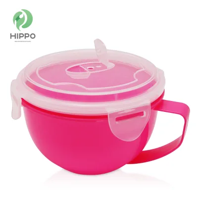 Colorful Toddler Eco Friendly Round Hard Plastic Lunch Box with Handle