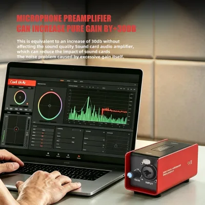 Professional 48V Power Microphones Amplifier for Dynamic Microphones Adjustable and XLR Output