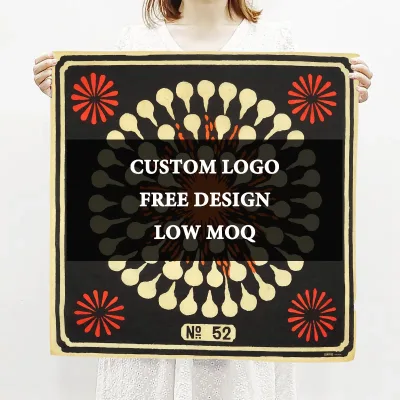 Custom Bandana Colourful Custom square Silk Bandanna Printed Classic Custom Bandana logo Cotton Red Bandana