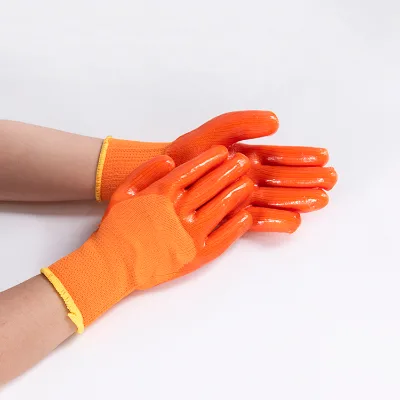 300# Custom Logo Chemical Protection Industrial Safety Work Glove Cold Protection Thermal Polyester Glove With PVC Dipped Luva