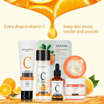 Beauty Vitamin C Facial Care Kit Anti-aging Set Vitamin C Serum Face Cream Toner Cleanser Mask Brightening Skin Care Set