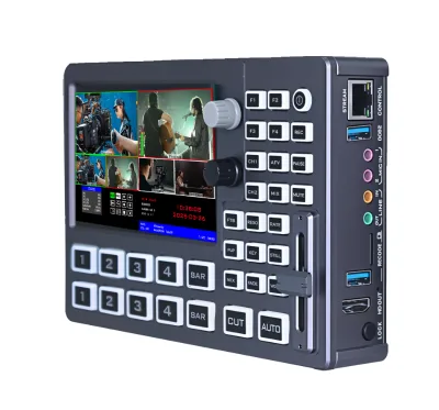 4-Channel Inputs Metal Video Switcher Controller for Live Streaming with Audio Mixing T-bar Vmix 1-Year Warranty