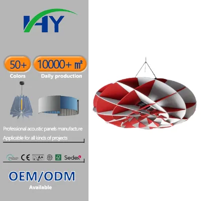 Acoustic Lighting with PET Acoustic Panels for Sound Absorption Ceiling Decoration Mall Decoration Flame Retardant