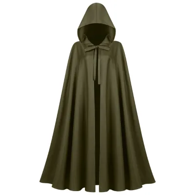 Medieval Retro Knight Cloak Women's Men Halloween Role Play Costume Renaissance Party Fairy Elf Woolen Hooded Arm Holes Cloak