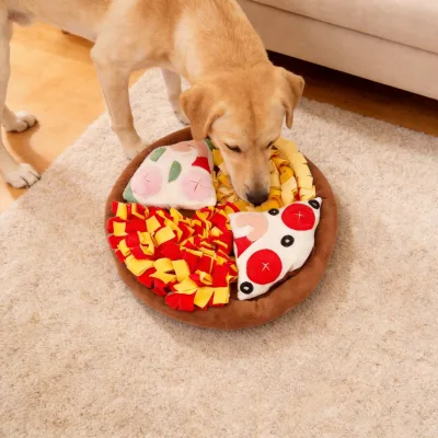 Pizza Nose Work Dog Toy Plush Interactive Snuffle Toy Hide Food Puzzle Feeder for Dog Mental Stimulation Boredom Relief