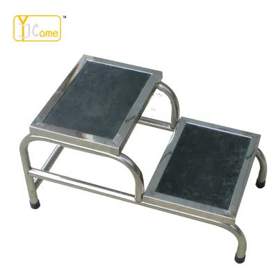 YKL002-1 304 Stainless Steel Two Step Stool/Rubber Top Two Step Stool With High Quality
