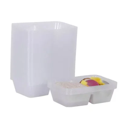 Wholesale Plastic Disposable Square Compartment Food Containers Sturdy Leakproof Portable Lid for Household Takeaway Use