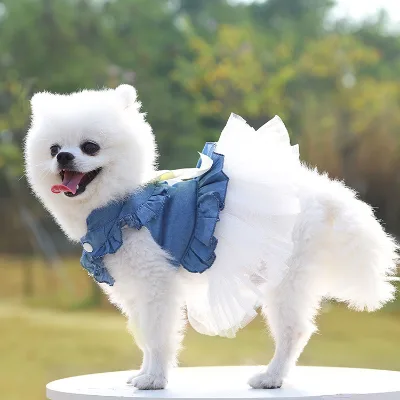 New Dog and Cat Clothes for Spring, Summer and Fall Korean Pet Denim Skirt Dresses