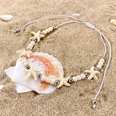 European and American Niche Ocean Vacation Style Vintage Stainless Steel Starfish Pull Women's Anklet