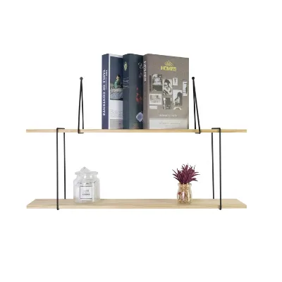 Unique Design Hot Sale Wood and Metal Wall Shelf Decorations