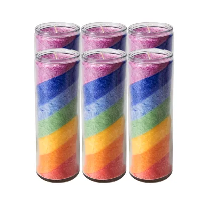 7 Day Rainbow Colored Glass Jar Candles