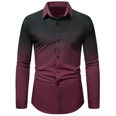 Custom Gradient Print Men's Business & Sports Hybrid Shirt Summer Moisture-Wicking ODM/OEM Logo Embroidery Wholesale