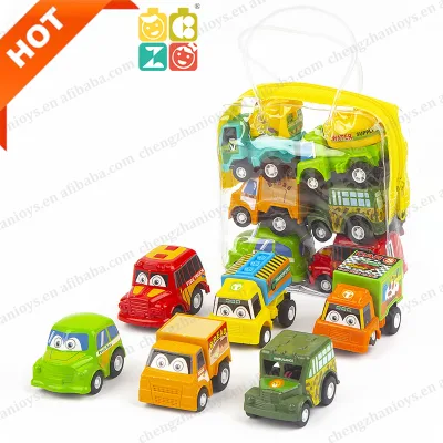Factory Direct 6pcs Car Model Toy Pull Back Car Toys Mobile Vehicle Truck Taxi Model Kid Mini Cars Boy Toys Gift for Children