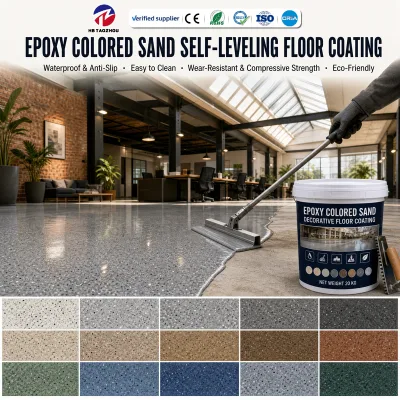 Decorative Epoxy Self Leveling Floor System Colored Sand Resin with Marble Effect for Showroom Hotel Lobby Office Water Based